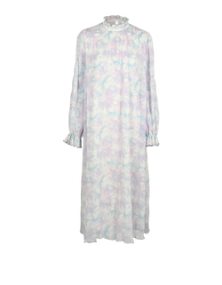 Ganni Pleated Long Dress, Polyester, Multi, UK14, 2*