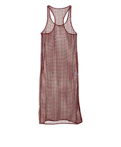 Ganni Racerback Grid Lace Net Dress, front view
