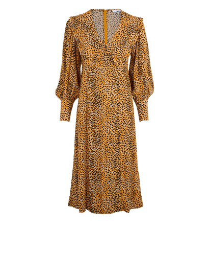 Ganni Leopard Print Collared Dress, &pound;90, Clothing, Viscose, Front view