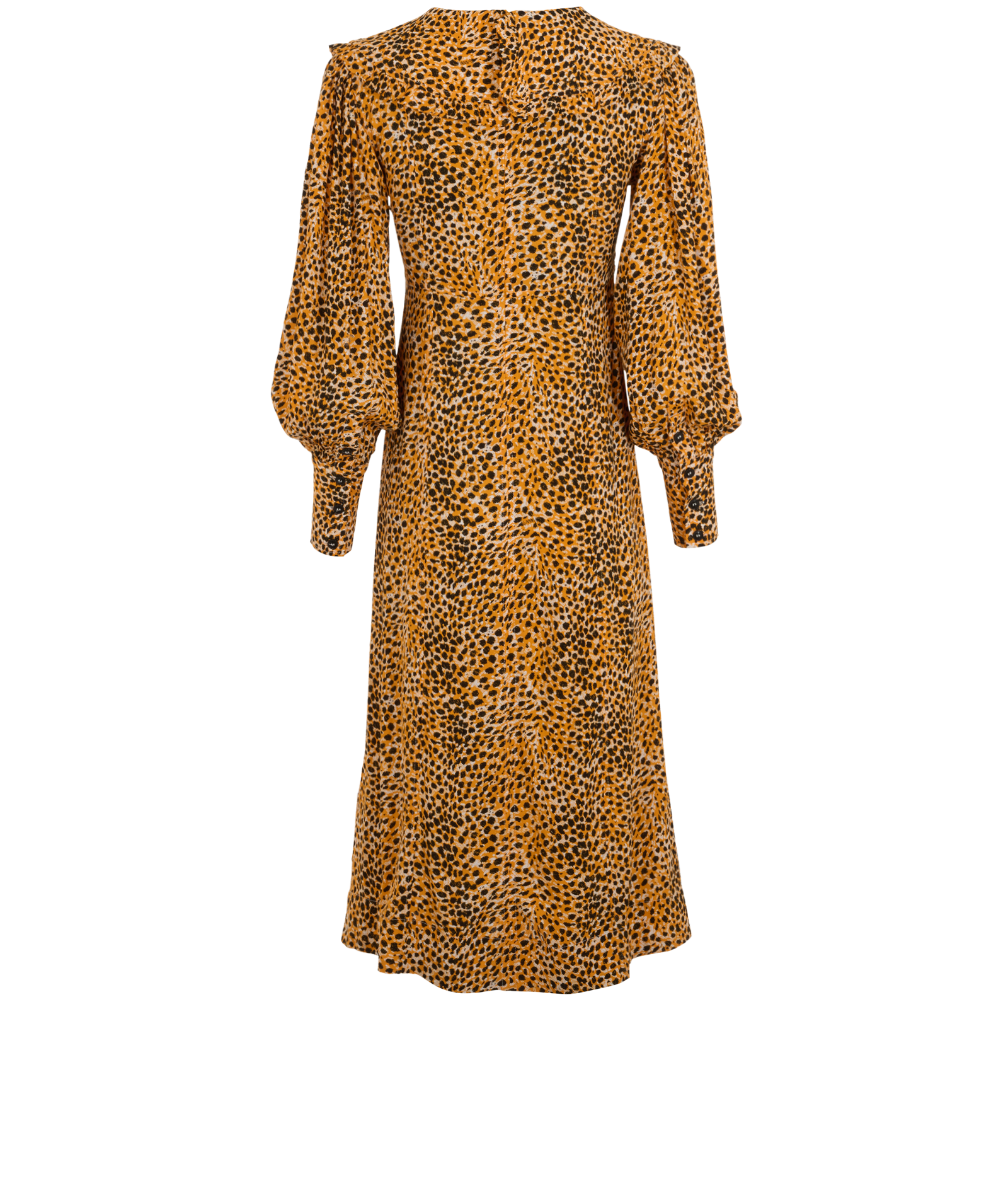 Ganni Leopard Print Collared Dress, &pound;90, Clothing, Viscose, Back view