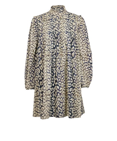 Ganni Animal Print Pleated Dress, &pound;50, Clothing, Cream, Cotton, Front view