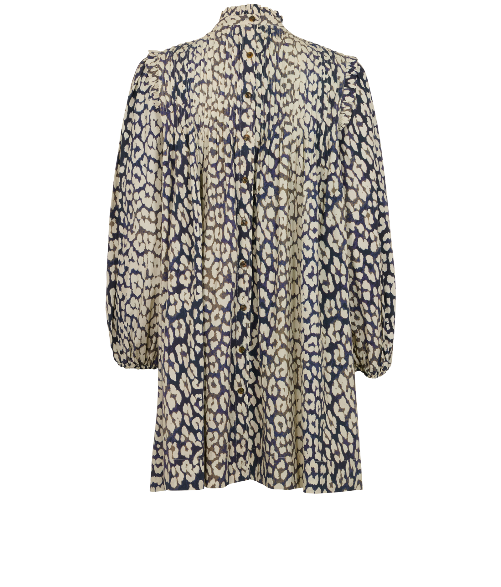 Ganni Animal Print Pleated Dress, &pound;50, Clothing, Cream, Cotton, Back view