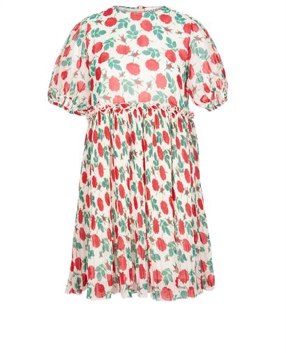 Ganni Pleated Gerogette Rose Print Mini Dress, front view
