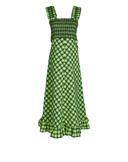 Ganni Checked  Seersucker Midi Dress, front view