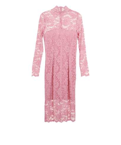Ganni Lace Detail Dress, &pound;70, Clothing, Pink, Polyester (Polymer), Front view