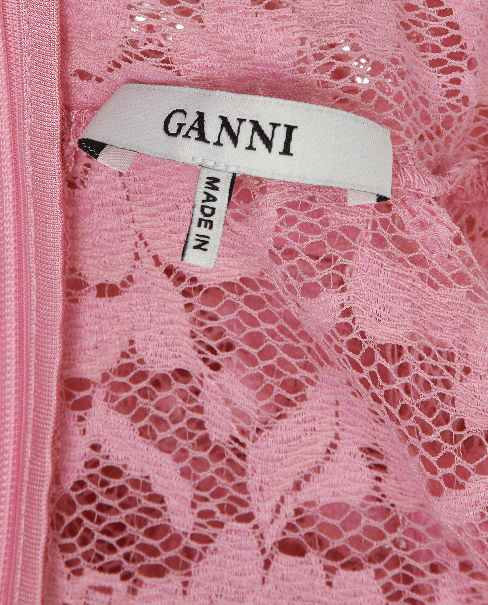 Ganni Lace Detail Dress, &pound;70, Clothing, Pink, Polyester (Polymer), Other view