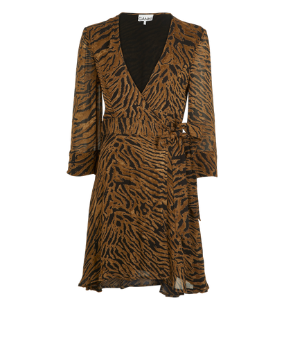 Ganni Animal Print Smock Dress, £80, Clothing, Black/Brown, Viscose, Front view