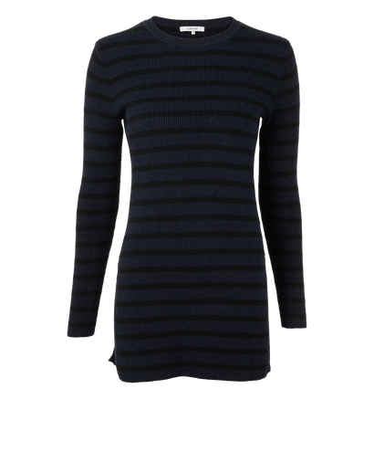 Ganni Striped Jumper Dress, &pound;65, Clothing, Navy, Cotton, Front view