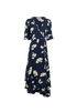 Ganni Daisy Print Wrap Dress, &pound;60, Clothing, Navy, Viscose, Front view