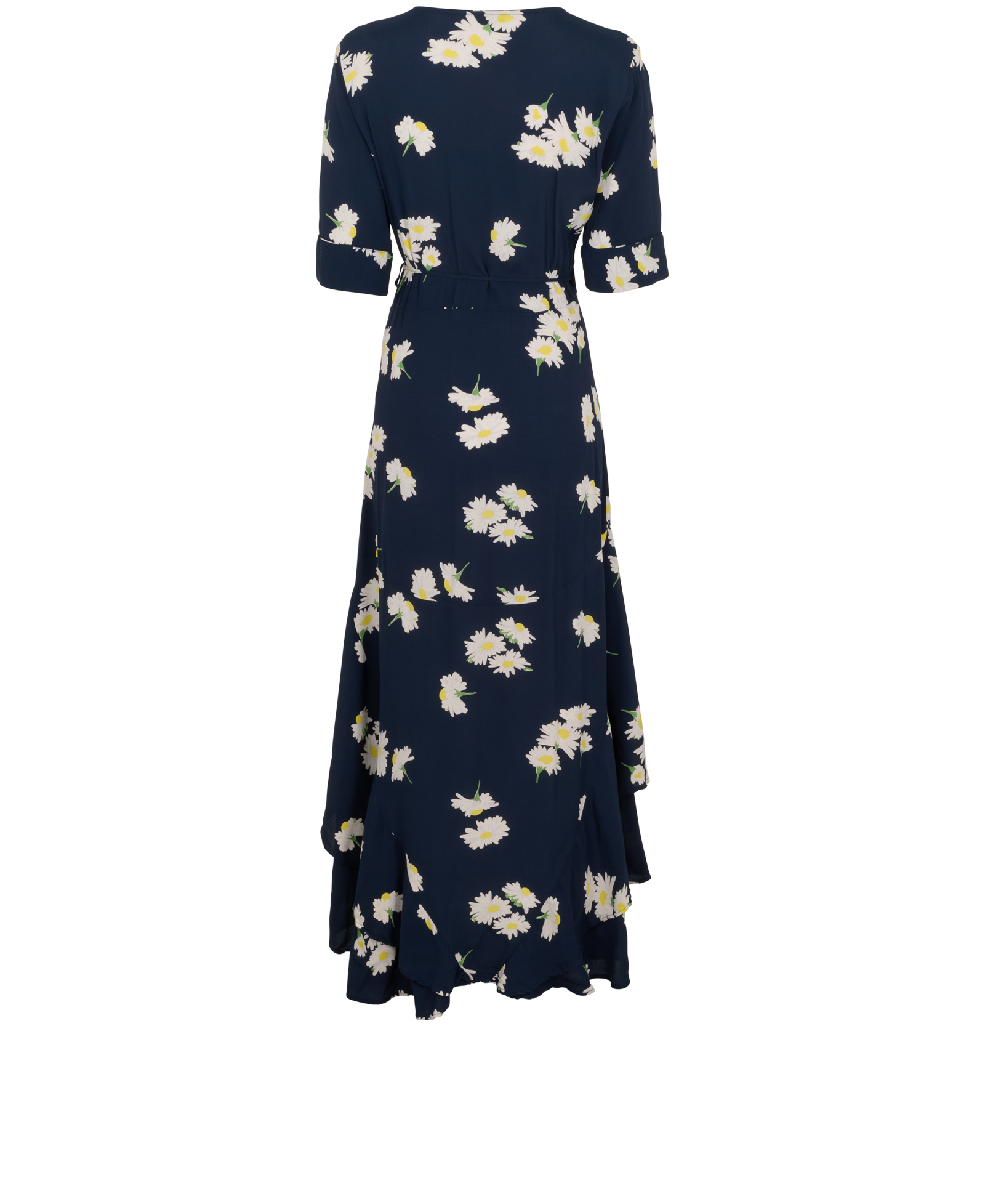 Ganni Daisy Print Wrap Dress, &pound;60, Clothing, Navy, Viscose, Back view