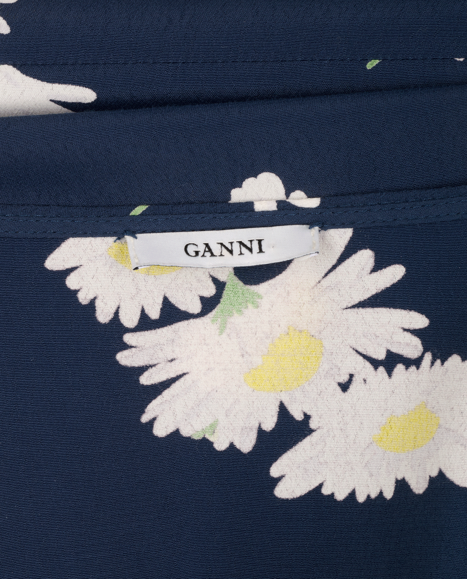 Ganni Daisy Print Wrap Dress, &pound;60, Clothing, Navy, Viscose, Other view