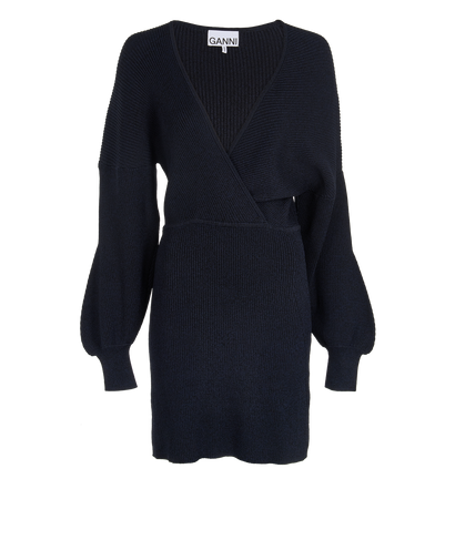 Ganni Melange Knit V-Neck Mini Dress, front view
