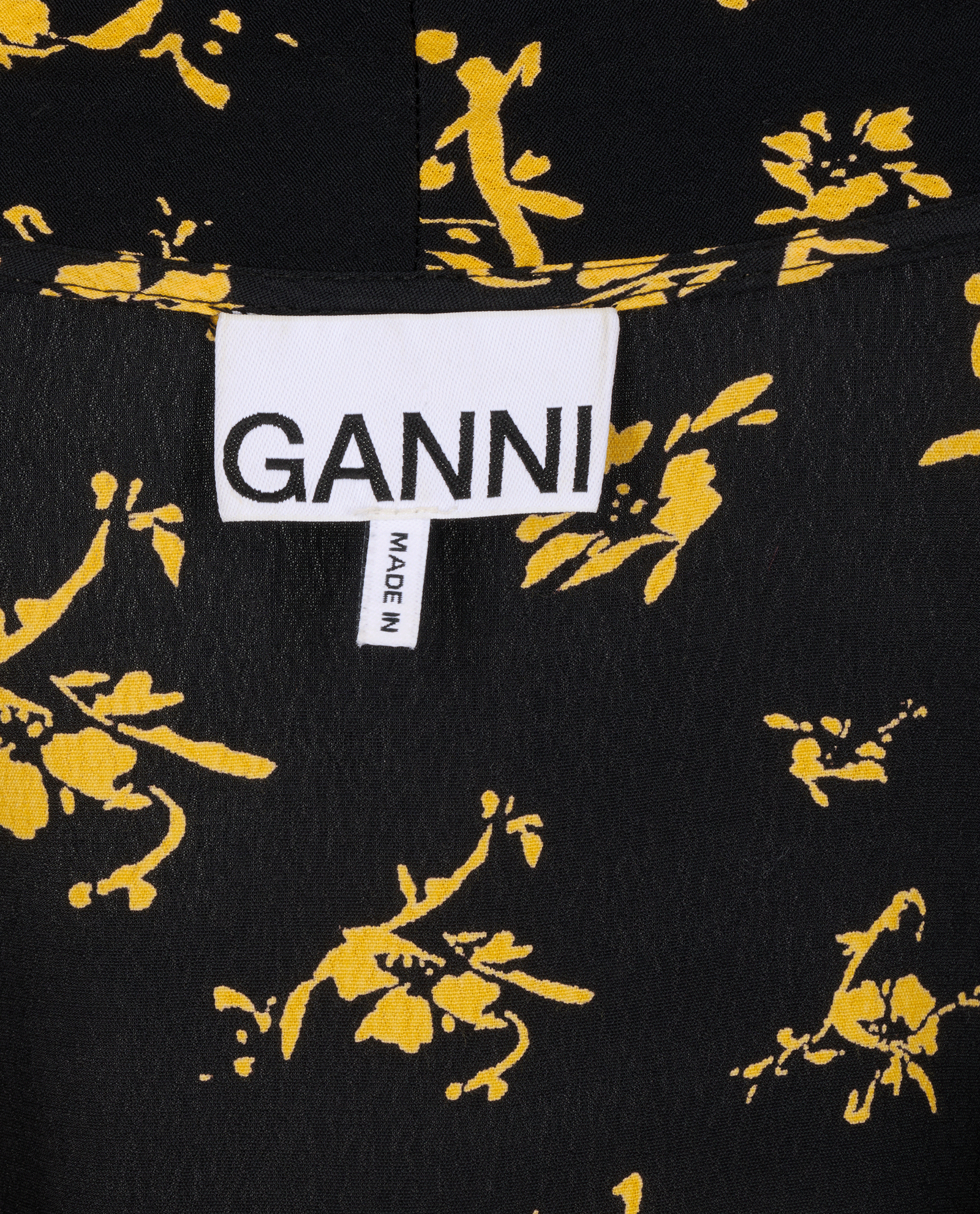 Ganni Floral Wrap Dress, &pound;60, Clothing, Black/Yellow, Viscose, Other view