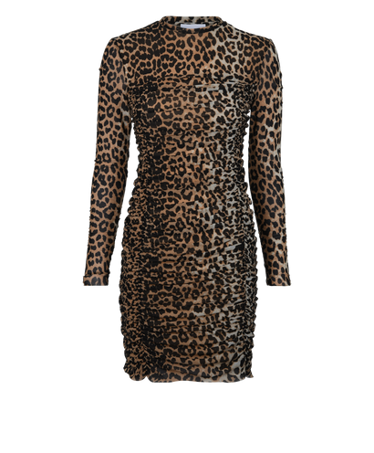 Ganni Leopard Ruched Dress, front view