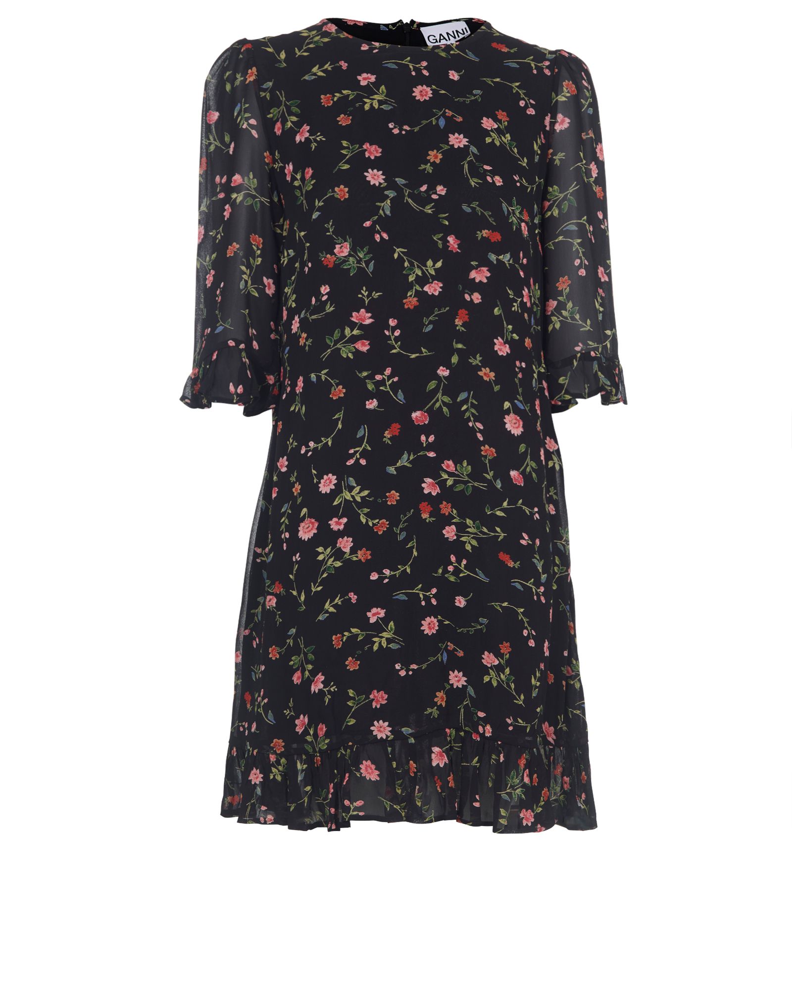 Ganni black hotsell floral dress