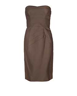 Gianni Versace Strapless Structured Dress, Wool/Silk, Brown, 10, 2*