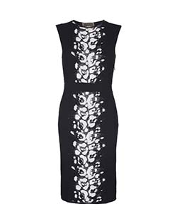 Giambattista Valli Knitted Bodycon Dress, Viscose, Black/White, UK 12