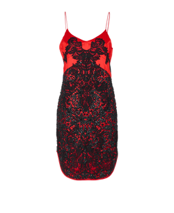 Givenchy Beaded Lace Cocktail Dress, Poly, Red/Black, UK12, 3*