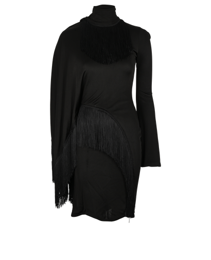 Givenchy Fringed One-Shoulder Dress, £320, Clothing, Black, Viscose, Front view