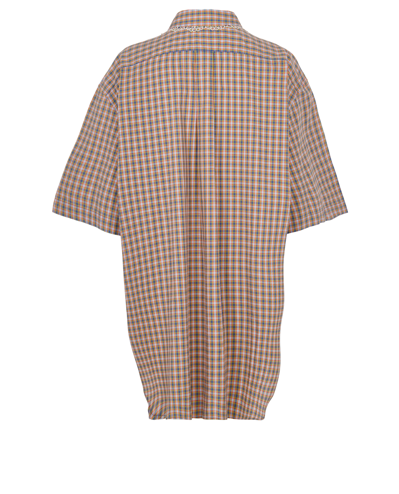 Gucci Crochet Collar Check Shirt Dress, &pound;200, Clothing, Blue/Red/Yellow, Cotton, Back view