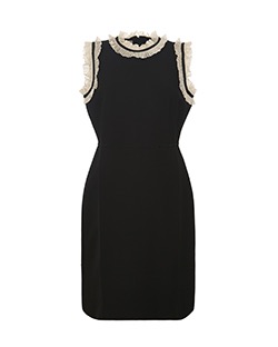 Gucci Sleeveless Ruffle Dress, Wool/Silk, Black, UK 14