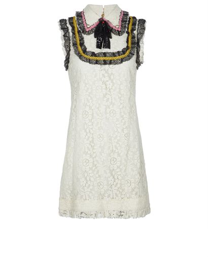 Gucci Lace Sleeveless Neck Bow Dress, front view