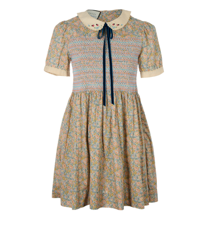 Gucci Rave Like You Are Five Babydoll Dress, &pound;295, Clothing, Beige, Cotton, Front view