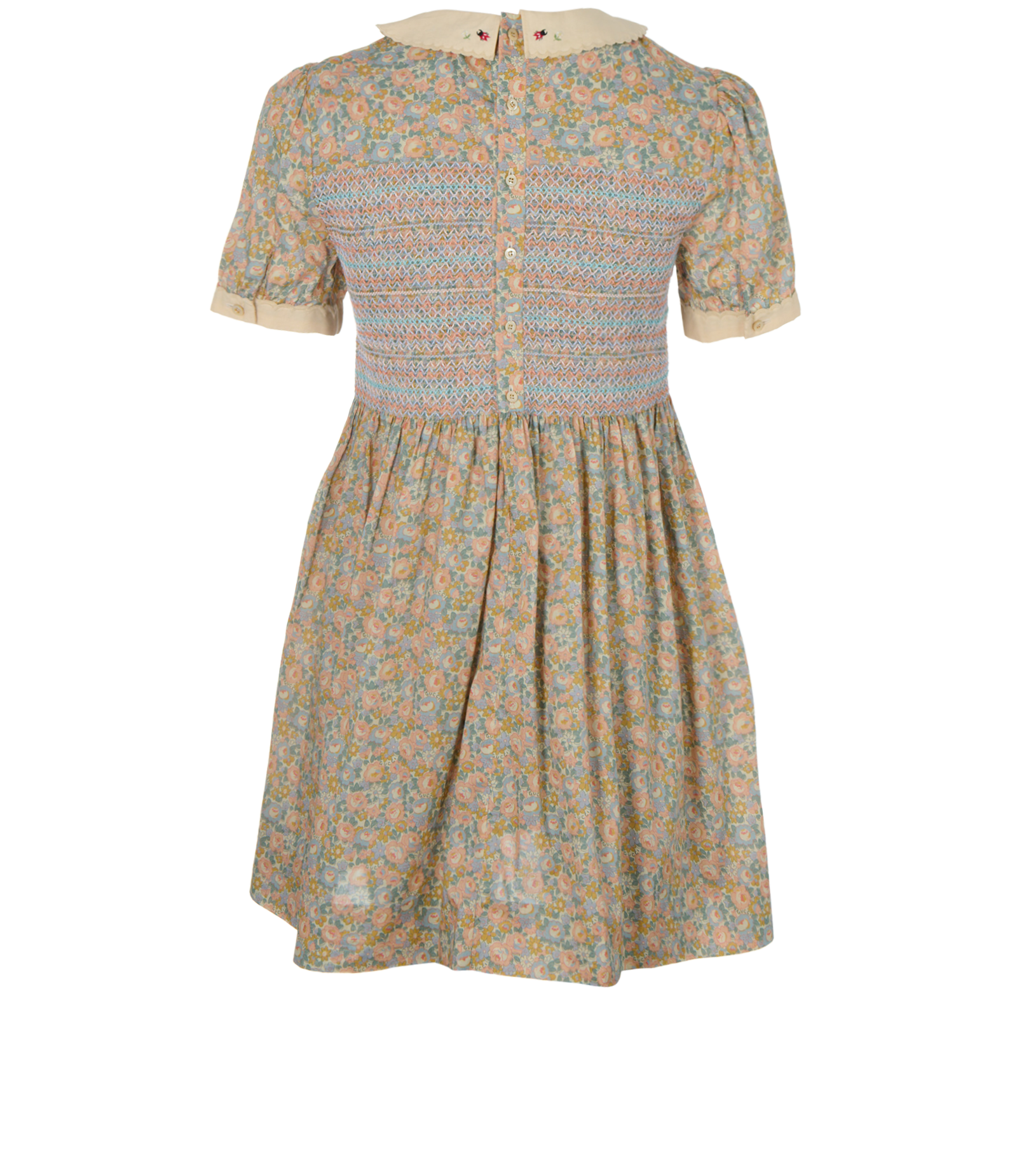 Gucci Rave Like You Are Five Babydoll Dress, &pound;295, Clothing, Beige, Cotton, Back view