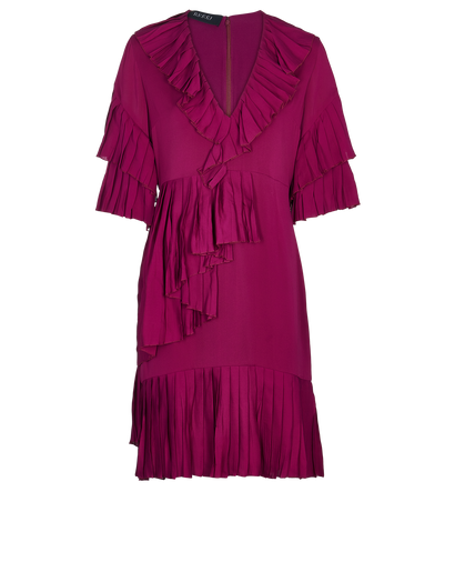 Gucci V Neck Ruffle Dress, front view