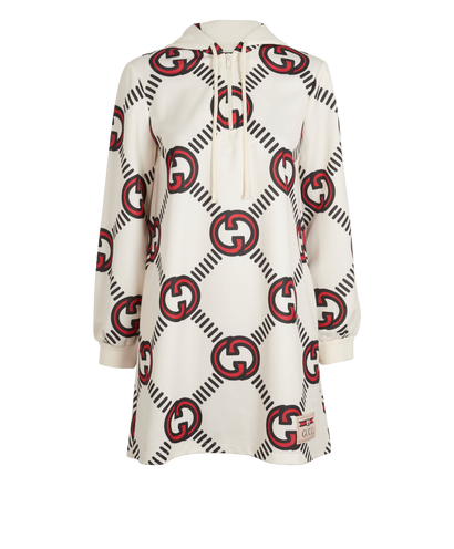 Gucci Interlocking G Hooded Dress, &pound;320, Clothing, Cream, Cotton/Polyester (Polymer), Front view