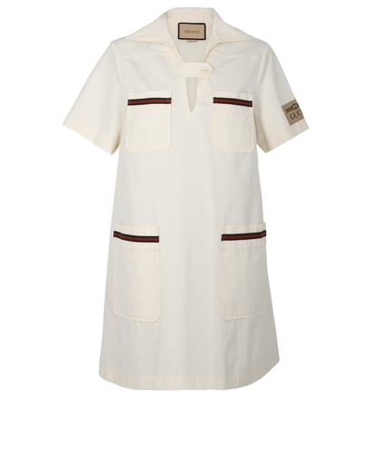 Gucci Web Pockets Dress, &pound;295, Clothing, Cream/Green/Red, Cotton, Front view