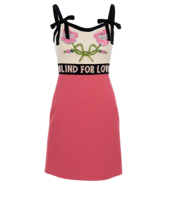 Gucci Embroidered 'Blind For Love' Dress, Wool/Silk, Pink, UK 4, 3*