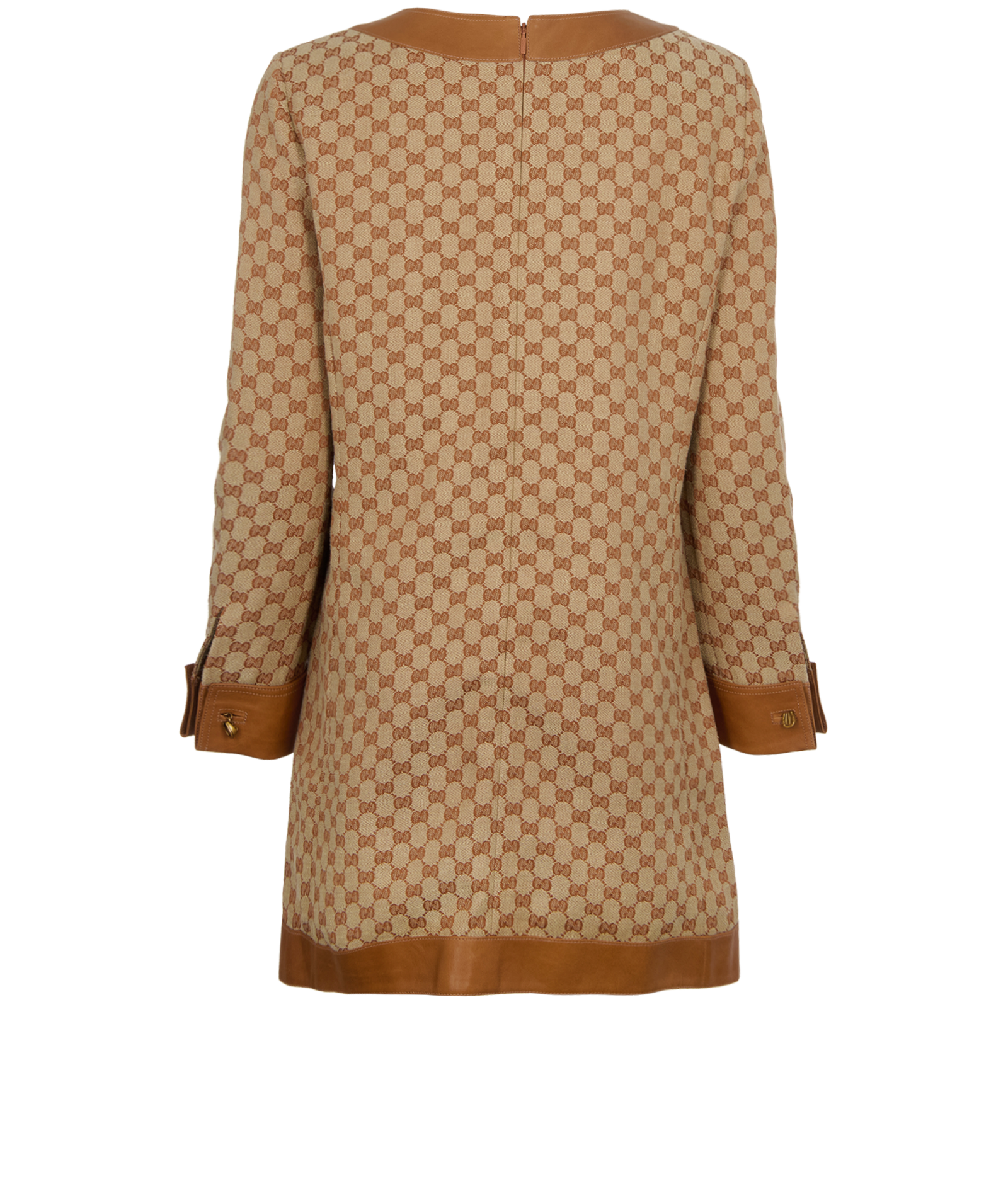 Gucci GG Jacquard Mini Dress, &pound;650, Clothing, Beige/Brown, Leather/Linen, Back view