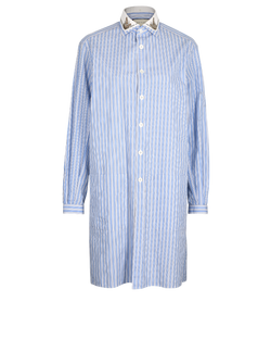 Gucci Embellished Collar Shirt Dress, Cotton, Blue/White, UK 8, 3*