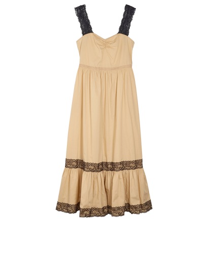 Gucci Lace Trimmed Dress, &pound;395, Clothing, Beige/Black, Cotton, Front view