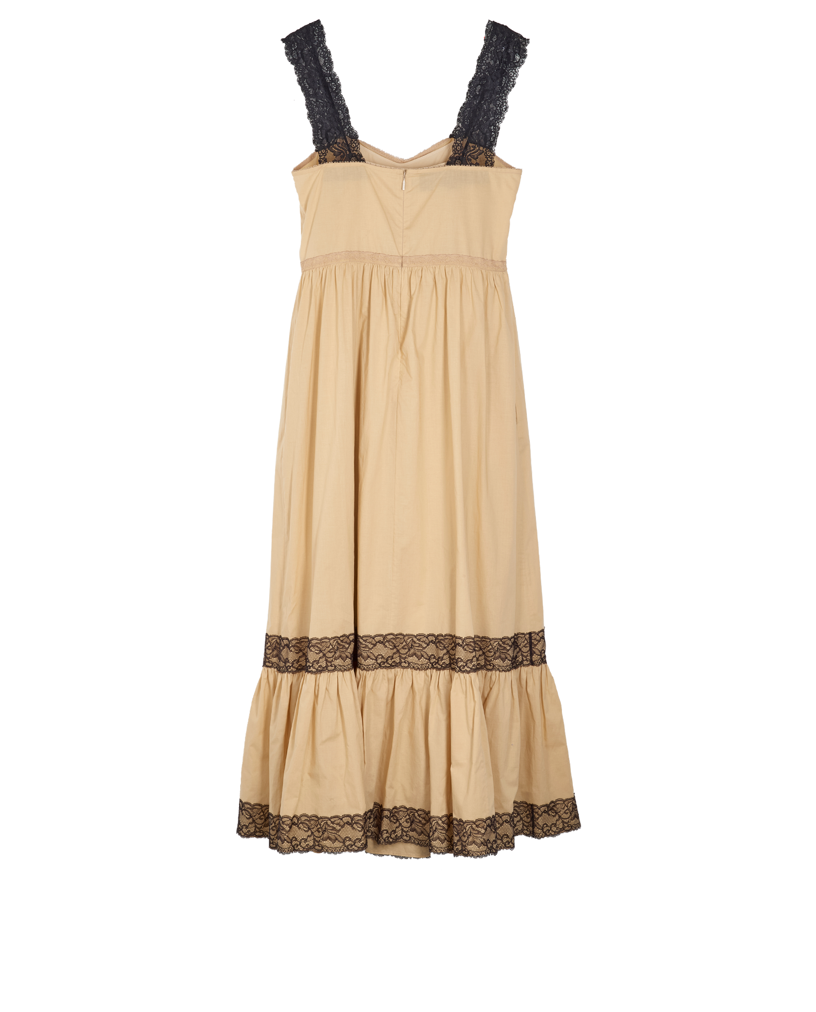 Gucci Lace Trimmed Dress, &pound;395, Clothing, Beige/Black, Cotton, Back view