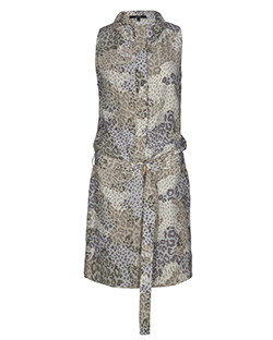 Gucci Leopard Print Belted Dress, Silk, Khaki, UK 12