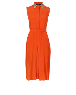 Gucci Belted Midi Dress, Silk, Orange, UK10, 3*