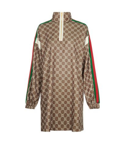 Gucci Interlocking G Dress, &pound;795, Clothing, Brown/Green/Red, Polyester (Polymer), Front view