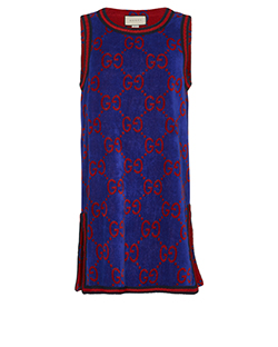 Gucci Monogram Jacquard Dress, Cotton/PPolyester, Red/Blue, L, 3*
