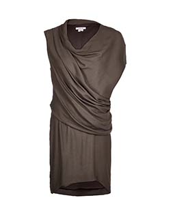 Helmut Lang Cowl Neck Dress, Viscose, Grey, UK 8