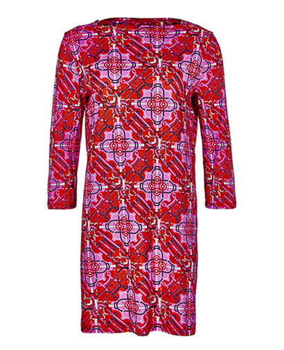 Hermes Printed Shift Dress, &pound;265, Clothing, Pink/Red/White, Cotton, Front view