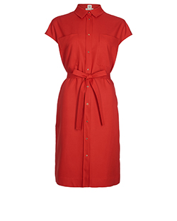 Hermes Sleeveless Shirt Dress, Silk, Red, UK10, 3*