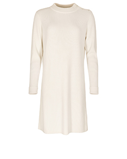 Hermes Shoulder Button Jumper Dress, Wool, Cream, 14, 2*