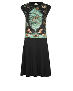 Hermes Equateur 70 Twill Panelled Dress, Wool/Silk, Black, UK 8