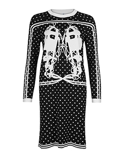Hermes Brides De Gala Sweater Dress, Wool/Cashmere, Black/White, UK10