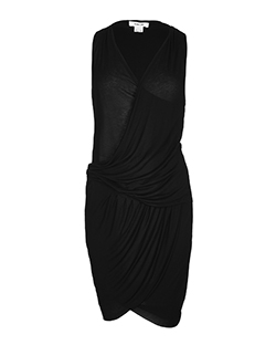 Helmut Lang V Neck Drape Dress, Modal, Black, UK S