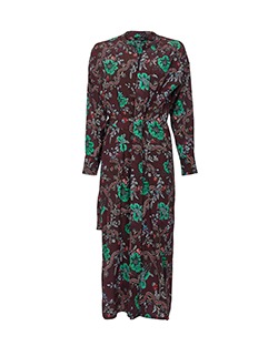Isabel Marant Calypso Wrap Dress, Silk, Burgundy/Green, UK 8