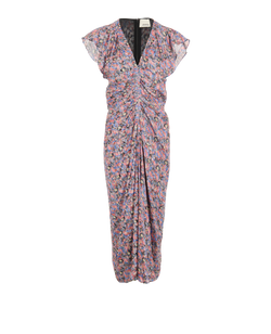 Isabel Marant Lyndsay Dress, Viscose, Blue/Red/Silver, UK 10, 2*