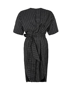 Isabel Marant Pinstripe Wrap Dress, Cotton, Black UK 8